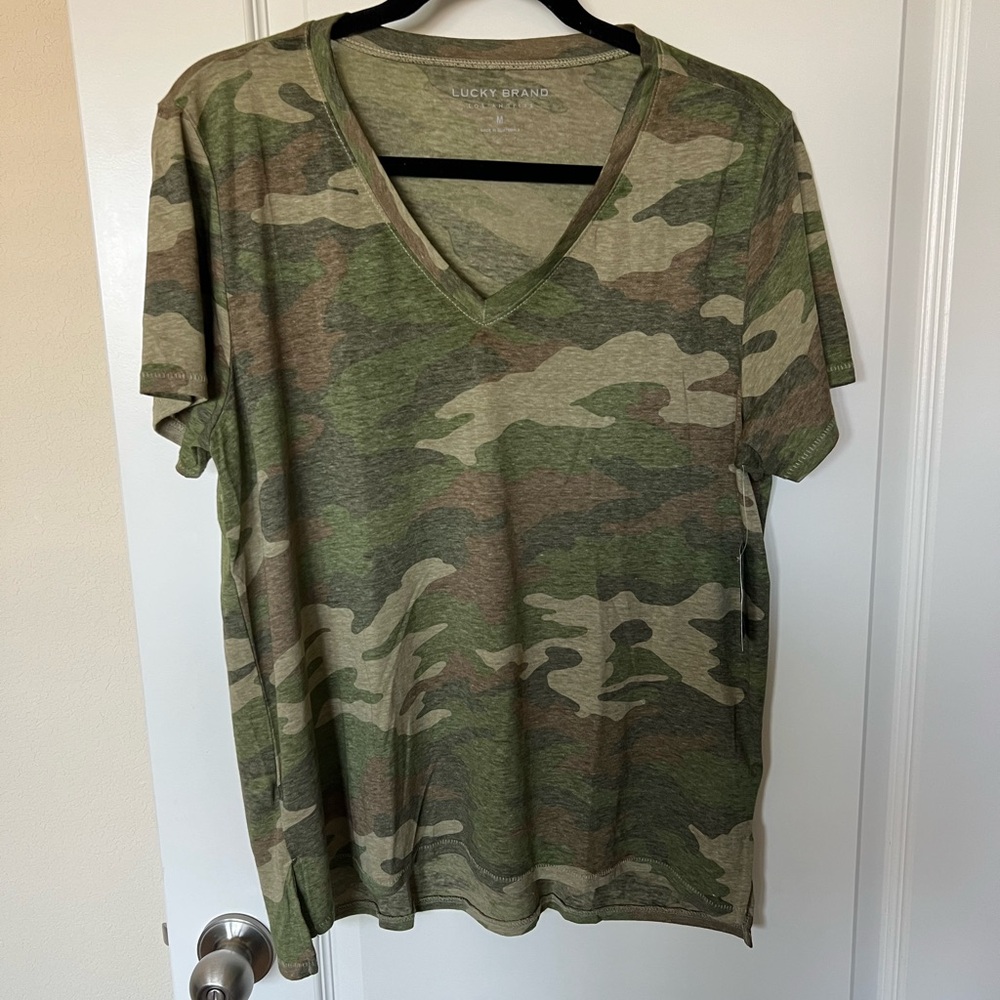 Lucky Brand Green Camouflage Short Sleeve Tee
